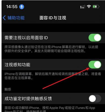 化德苹果14维修网点分享iPhone14注视感知功能有什么用 